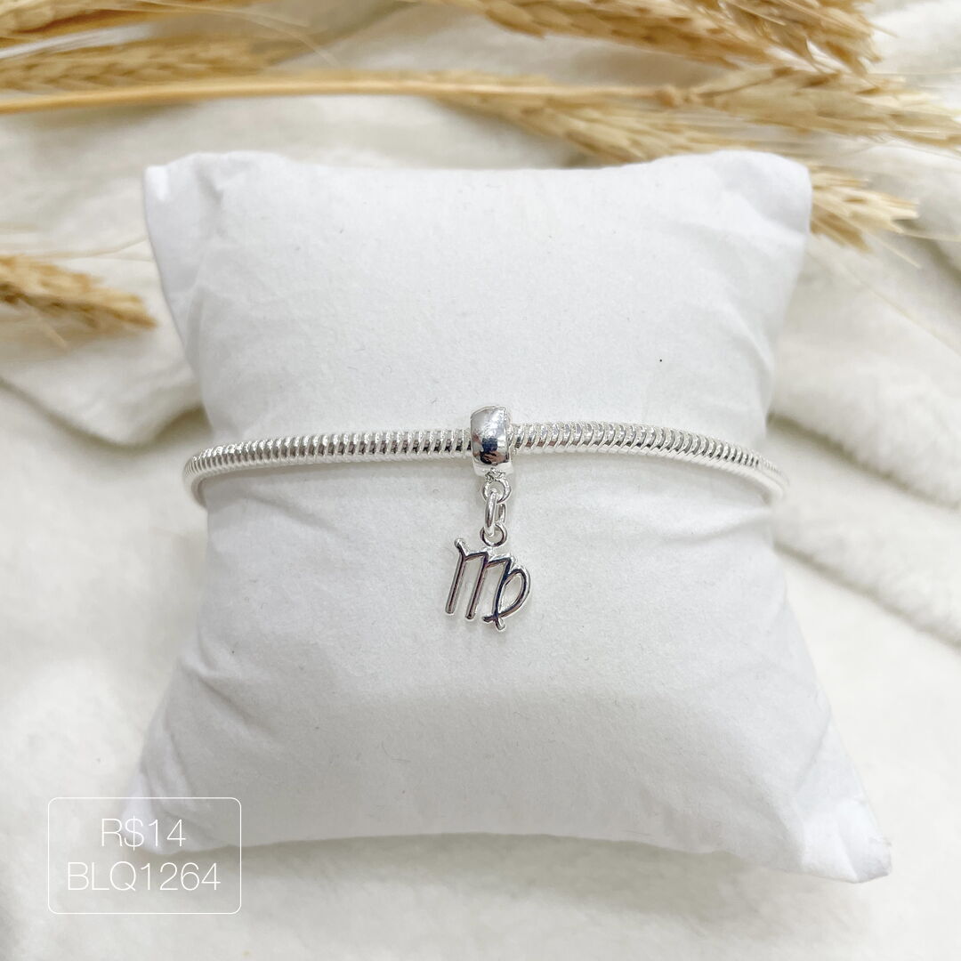 Berloque Signo Virgem Liso Prateado